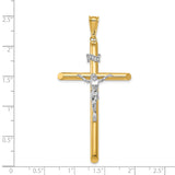Polished INRI Latin Crucifix With Angled Tips Charm Pendant in Real 14k Multi-Tone Gold