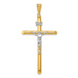 Polished INRI Latin Crucifix With Angled Tips Charm Pendant in Real 14k Multi-Tone Gold