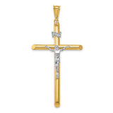 Polished INRI Latin Crucifix With Angled Tips Charm Pendant in Real 14k Multi-Tone Gold
