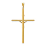 Polished INRI Latin Crucifix With Shaved Tips Charm Pendant in Real 14k Multi-Tone Gold