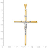 Polished INRI Latin Crucifix With Shaved Tips Charm Pendant in Real 14k Multi-Tone Gold