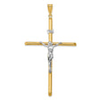 Polished INRI Latin Crucifix With Shaved Tips Charm Pendant in Real 14k Multi-Tone Gold