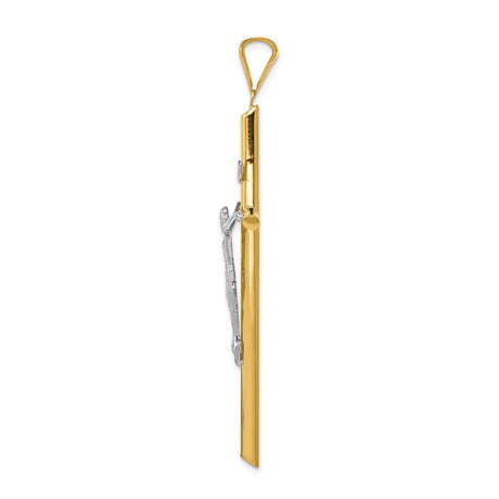 14k Multi-Tone Gold Latin Crucifix Cross Pendant, INRI Christian Symbol for Men and Women