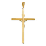 Polished INRI Latin Crucifix With Angled Tips Charm Pendant in Real 14k Multi-Tone Gold