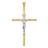Polished INRI Latin Crucifix With Angled Tips Charm Pendant in Real 14k Multi-Tone Gold