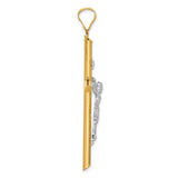 Polished INRI Latin Crucifix With Angled Tips Charm Pendant in Real 14k Multi-Tone Gold