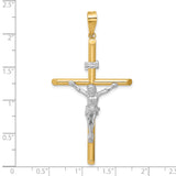 Polished INRI Latin Crucifix With Angled Tips Charm Pendant in Real 14k Multi-Tone Gold
