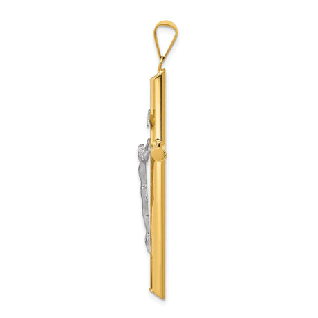 14k Multi-Tone Gold Crucifix Pendant with INRI Latin Cross Design for Men and Women