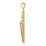 Polished INRI Latin Crucifix With Shaved Tips Charm Pendant in Real 14k Multi-Tone Gold