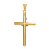 Polished INRI Latin Crucifix With Shaved Tips Charm Pendant in Real 14k Multi-Tone Gold