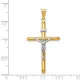 Polished INRI Latin Crucifix With Shaved Tips Charm Pendant in Real 14k Multi-Tone Gold