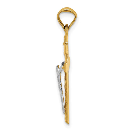 14k Two-Tone Gold Latin Crucifix Pendant with INRI Detail Religious Charm