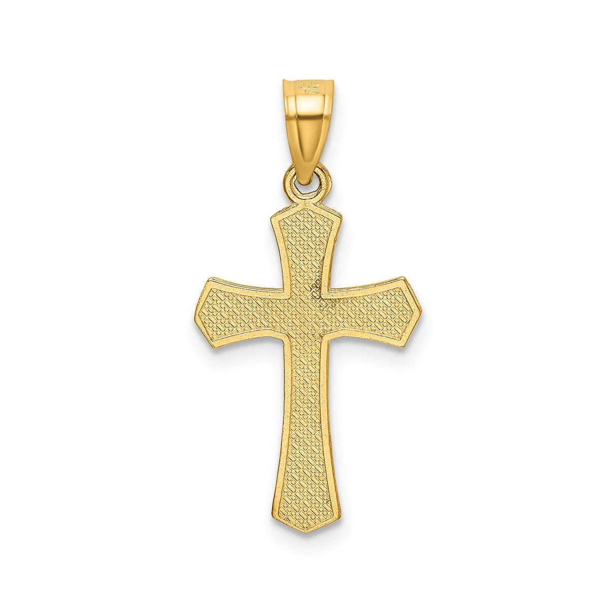 14k Yellow Gold Crucifix Pendant, Textured Latin Cross with Jesus, Christian Religious Jewelry