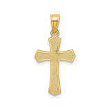 14k Yellow Gold Crucifix Pendant, Textured Latin Cross with Jesus, Christian Religious Jewelry