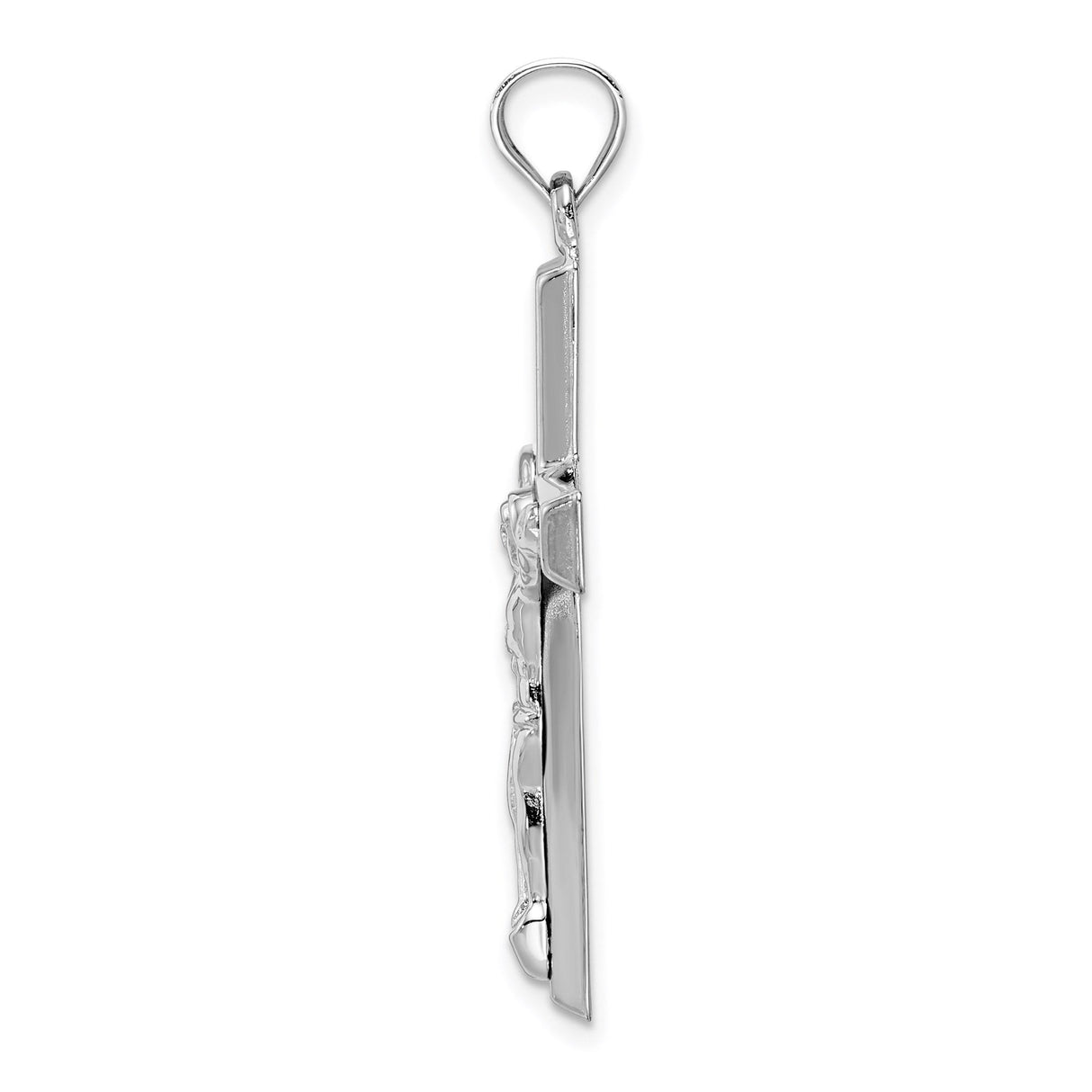 14k White Gold Crucifix Cross Pendant with Detailed Jesus, Religious Christian Charm