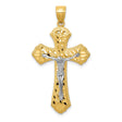 Diamond-Cut Passion Crucifix Charm Pendant in Real 14k Multi-Tone Gold