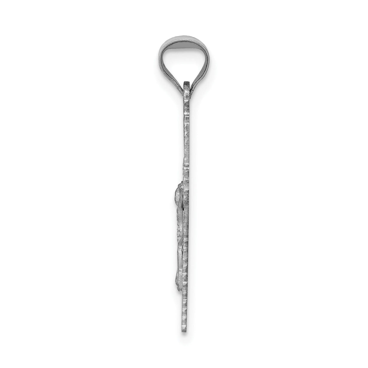 14k White Gold Crucifix Cross Pendant with Textured Design, Religious Christian Charm