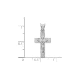 14k White Gold Crucifix Cross Pendant with Textured Design, Religious Christian Charm