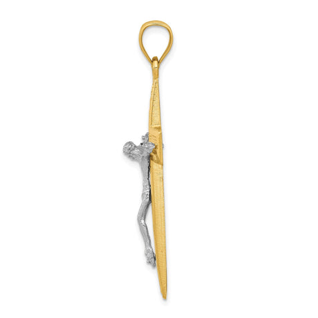 14k Multi-Tone Gold Crucifix Pendant with Latin Cross and Christ Figure