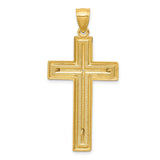 Diamond-Cut Latin Crucifix Charm Pendant in Real 14k Multi-Tone Gold