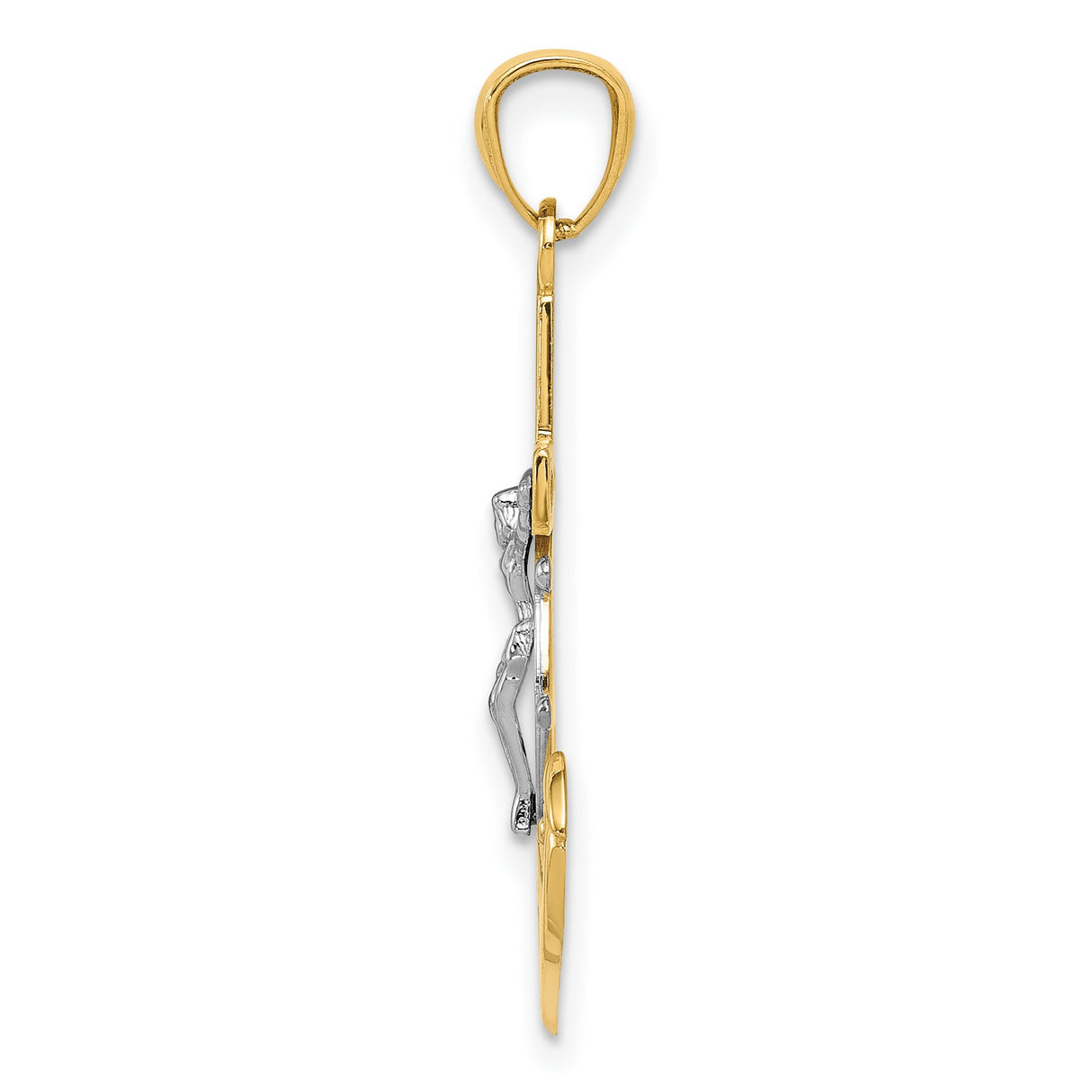 Polished Mariners Crucifix Charm Pendant in Real 14k Multi-Tone Gold