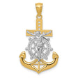 Polished Mariners Crucifix Charm Pendant in Real 14k Multi-Tone Gold