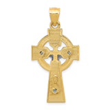 Polished INRI Celtic Iona Crucifix Charm Pendant in Real 14k Multi-Tone Gold