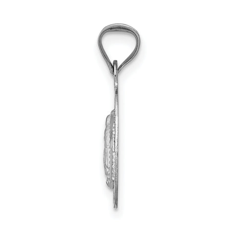 Polished Our Lady of Guadalupe Religious Figure Oval Charm Pendant in Real 14k White Gold