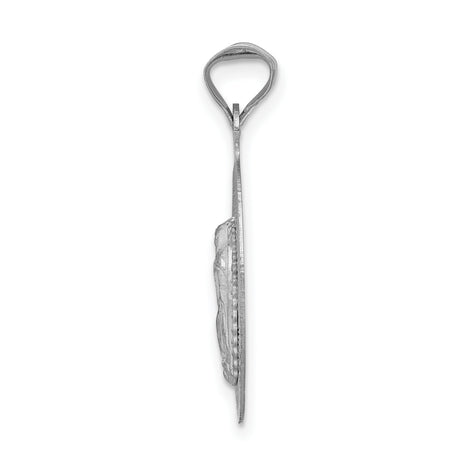 14k White Gold Oval Pendant Featuring Our Lady of Guadalupe Religious Medal