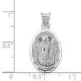 14k White Gold Oval Pendant Featuring Our Lady of Guadalupe Religious Medal