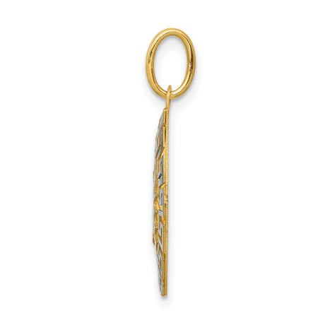 14k Two-Tone Gold Oval Pendant, Our Lady of Guadalupe with Sunburst and Greek Key Border