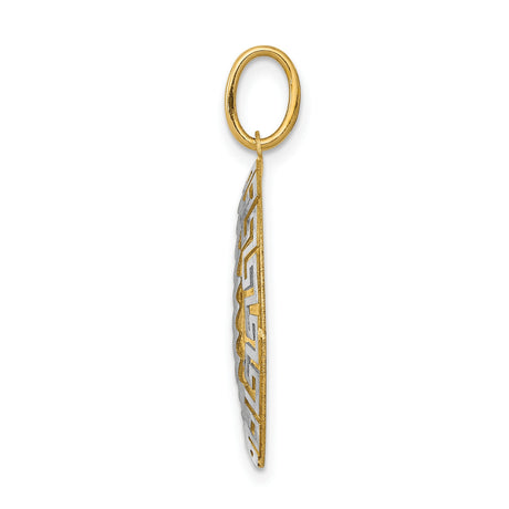 Our Lady of Guadalupe Greek Key Border Oval Charm Pendant in Real 14k Multi-Tone Gold