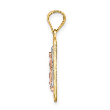 14k Two-Tone Gold Virgin Mary Pendant Featuring Our Lady of Guadalupe Christian Medal