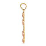 Our Lady of Guadalupe with Rose Gold Flower Border Charm Pendant in Real 14k Multi-Tone Gold