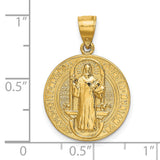 San Benito with Words Reversible Round Medal Charm Pendant in Real 14k Yellow Gold