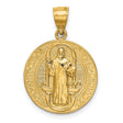 San Benito with Words Reversible Round Medal Charm Pendant in Real 14k Yellow Gold