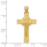 Saint Benedict INRI Crucifix Cross Charm Pendant in Real 14k Yellow Gold