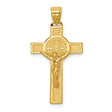 Saint Benedict INRI Crucifix Cross Charm Pendant in Real 14k Yellow Gold