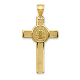 Saint Benedict INRI Crucifix Cross Charm Pendant in Real 14k Yellow Gold