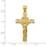 Saint Benedict INRI Crucifix Cross Charm Pendant in Real 14k Yellow Gold