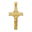 Saint Benedict INRI Crucifix Cross Charm Pendant in Real 14k Yellow Gold