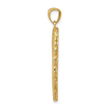 14k Yellow Gold and Rhodium Pendant, Angel Wing Design, Dual Tone Christian Jewelry for Women