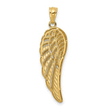 Polished Two Level Angel Wing Charm Pendant in Real 14k Multi-Tone Gold