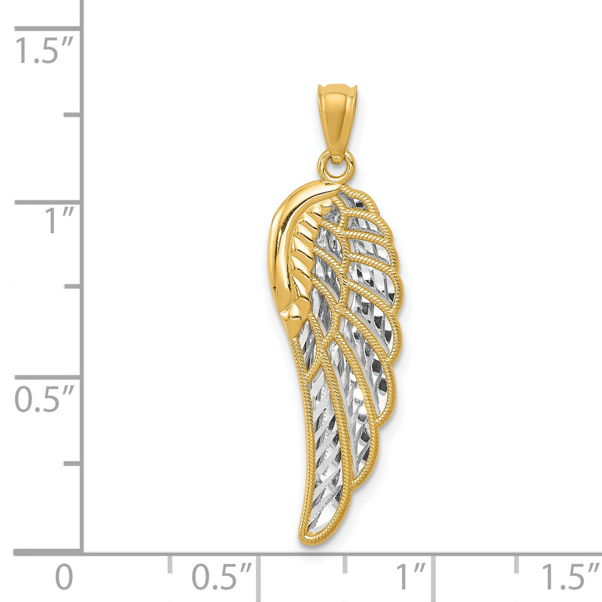 Polished Two Level Angel Wing Charm Pendant in Real 14k Multi-Tone Gold