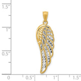 Polished Two Level Angel Wing Charm Pendant in Real 14k Multi-Tone Gold