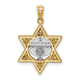 Chanukah Menorah Star Of David Charm Pendant in Real 14k Multi-Tone Gold