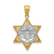 Chanukah Menorah Star Of David Charm Pendant in Real 14k Multi-Tone Gold
