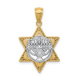 Chanukah Menorah Star Of David Charm Pendant in Real 14k Multi-Tone Gold