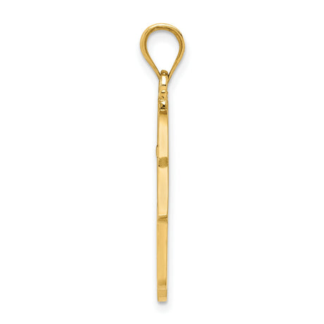 14k Yellow Gold Hamsa Hand Pendant with Filigree Design and Evil Eye Symbol