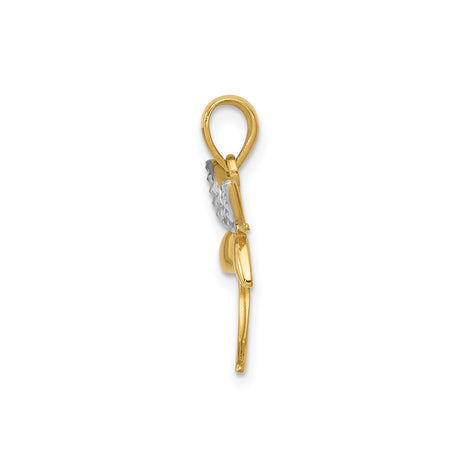 14k Multi-Tone Gold Dragonfly Pendant, Textured Nature-Inspired Charm for Women
